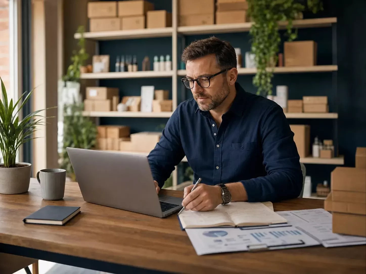 A business adviser working on client implementation